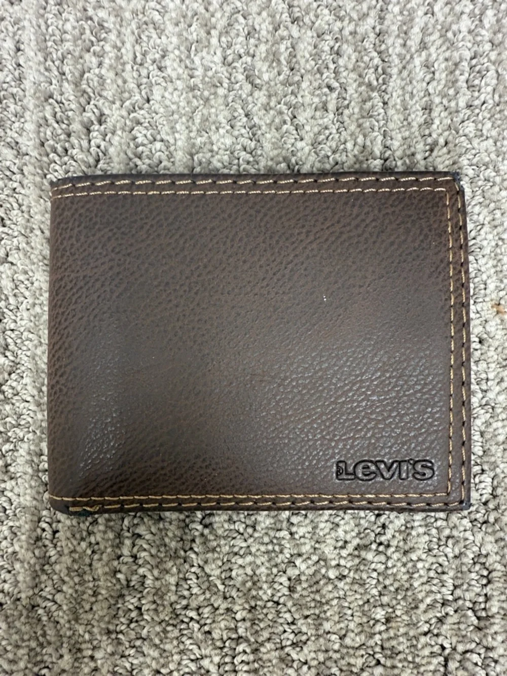 Levi's Dark Brown Leather Bi-Fold Card Holder Wallet